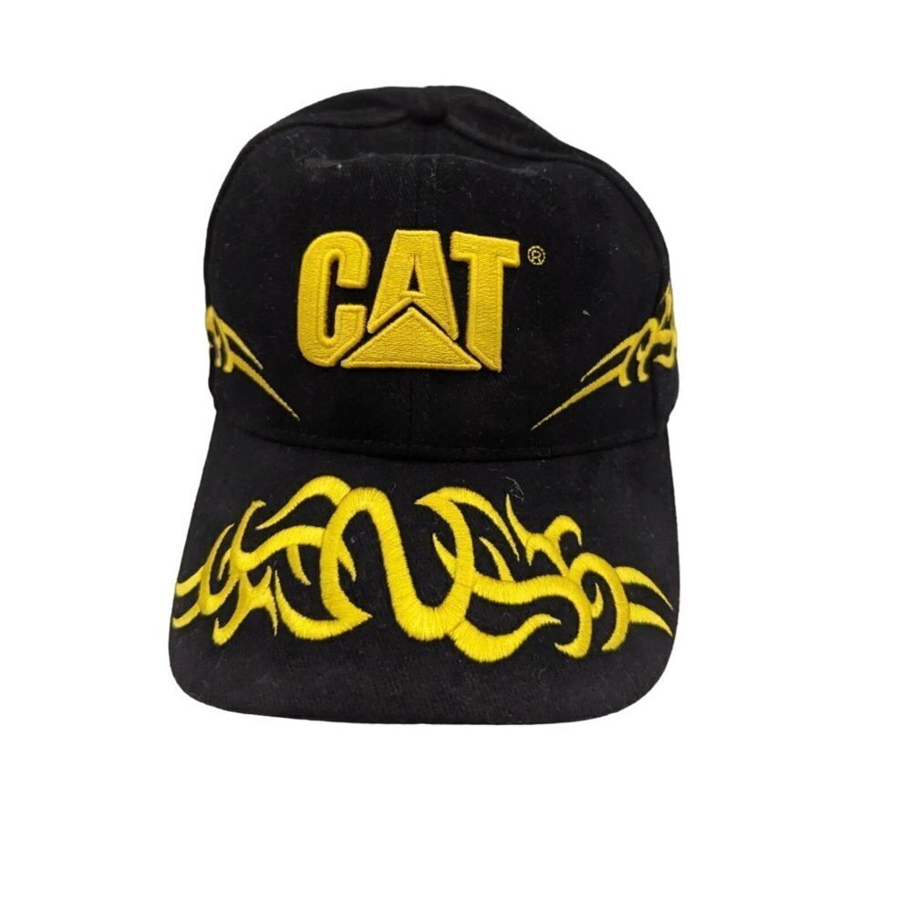 Cat Caterpillar hat cap embroidery black yellow  Adjustable   trucker‎  baseball